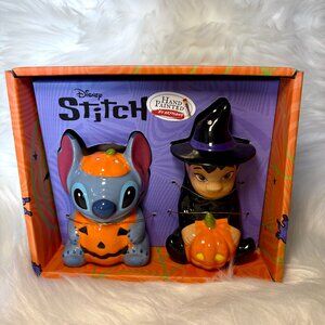 NEW Disney Lilo & Stitch Halloween Pumpkin Ceramic Salt & Pepper Shakers